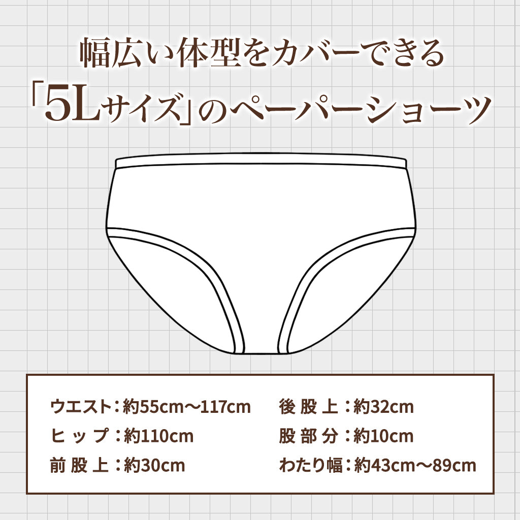 公式】使い捨てペーパーショーツ 5Lサイズ【ブリーフタイプ】個包装